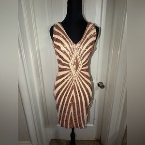 Women’s Fashion Nova Sequin Mini Dress, 20s style dress, size medium, eligant